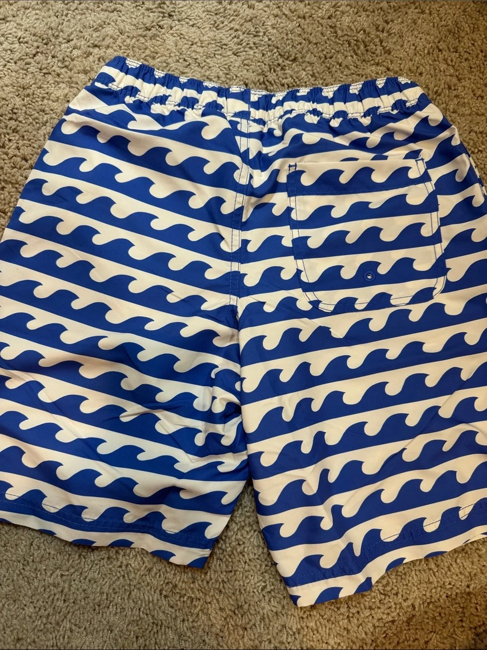 NWOT Hanna Andersson Blue and White Wave-Print Swim Shorts